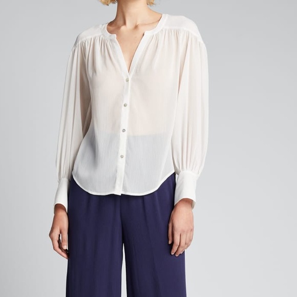 L'AGENCE Tops - L’AGENCE Farah Yoked Blouse‎ – White – Size L
